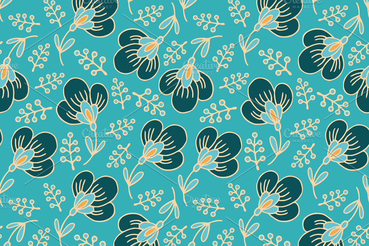 Set of seamless floral patterns preview 4