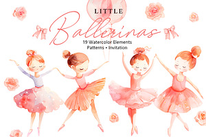Watercolor Ballerinas Clipart Set