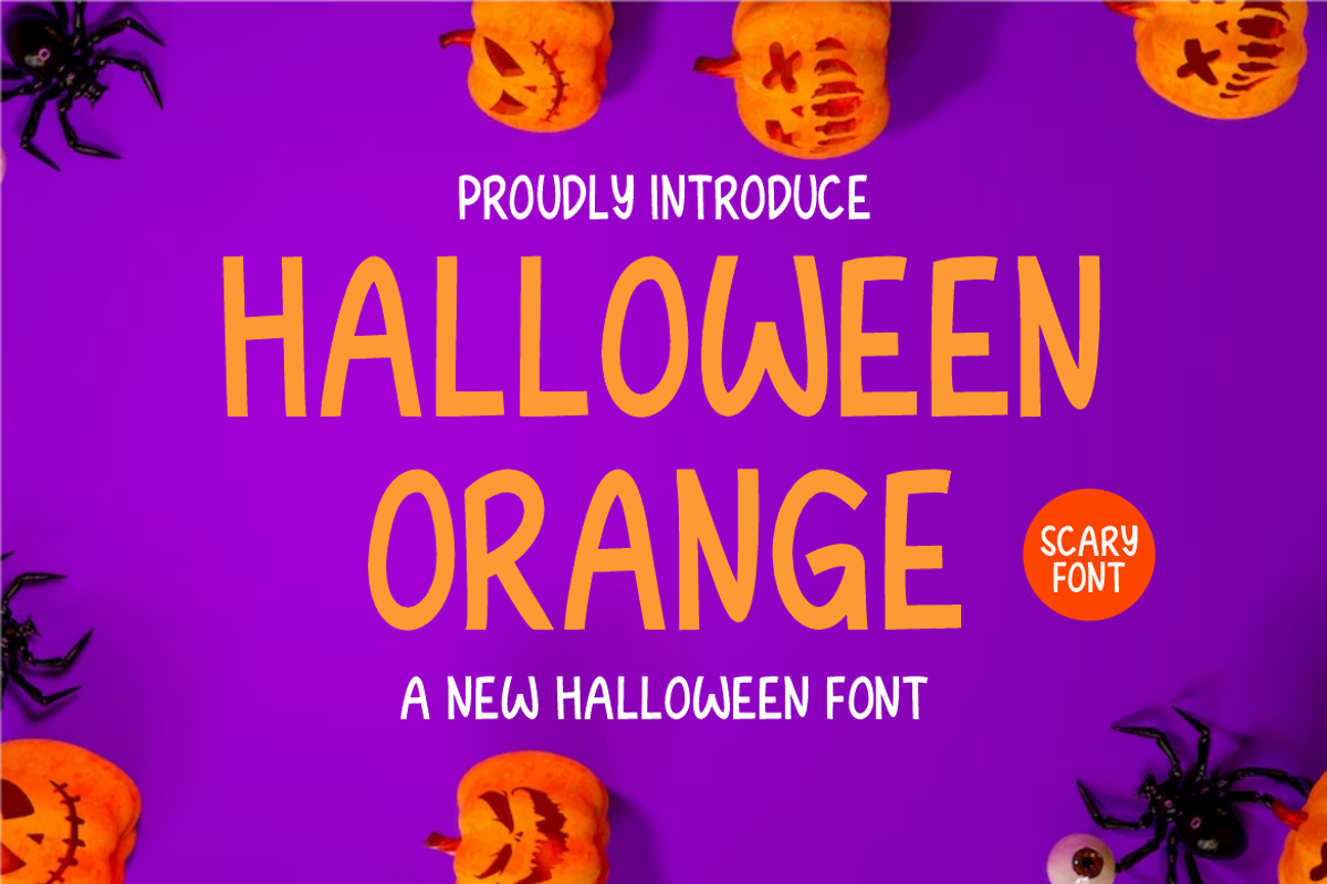 Halloween Orange Font, a Handwritten Font by QR Design Studio (Photo 1 of 8)