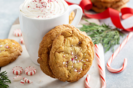 Peppermint white chocolate cookies baked for Christmas