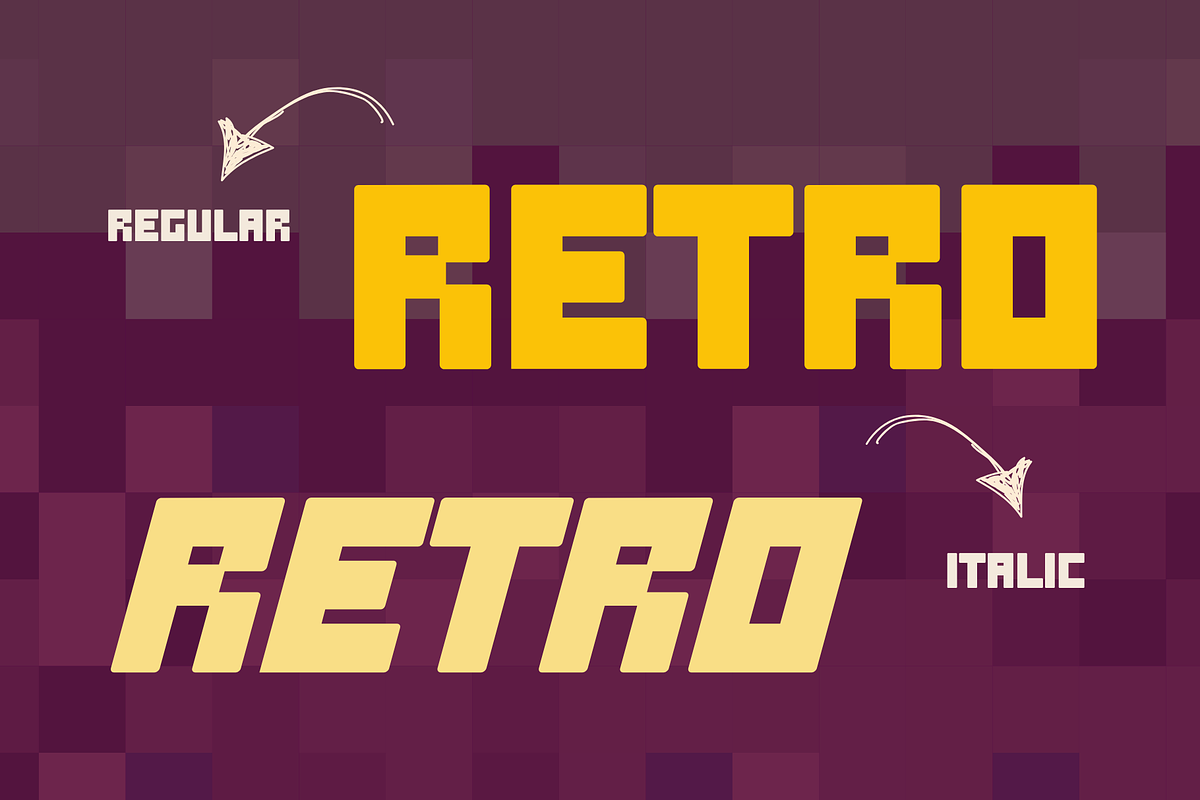 Over Pixel is Retro Pixel Font, a Sans Serif Font by Brown Cupple (Photo 6 of 8)