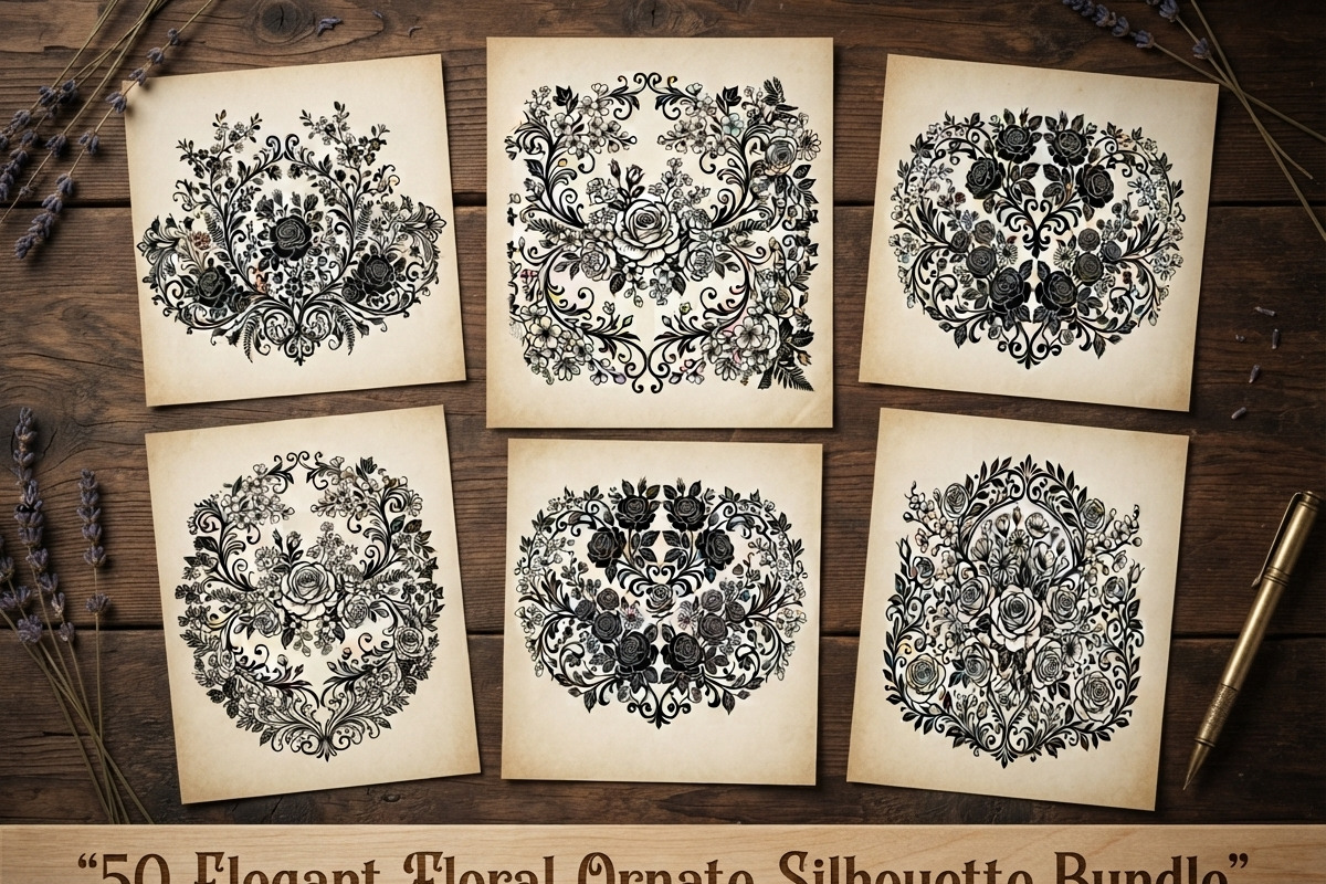 50 Elegant Floral Ornate Silhouette, a Decorative Illustration by Amazin_art (Photo 1 of 30)