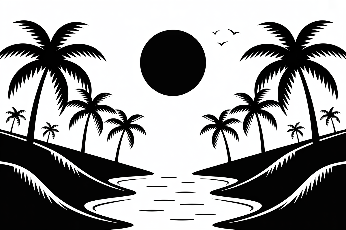 Beach sunset, silhouette bundle, an Illustration by Amazin_art (Photo 2 of 7)