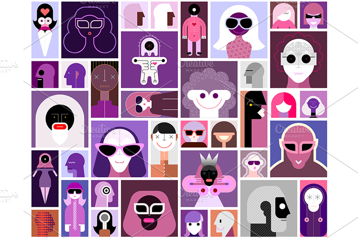 Set Of People Vector Portraits, a Person Illustration by danjazzia (Photo 2 of 2)