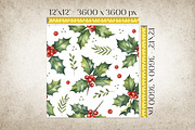 Christmas holly seamless pattern, a Pattern Graphic by Kreeya Art Shop (Thumbnail 7 of 13)