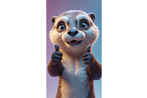 Cute cartoon otter giving thumbs up, an Illustration by tilialucida