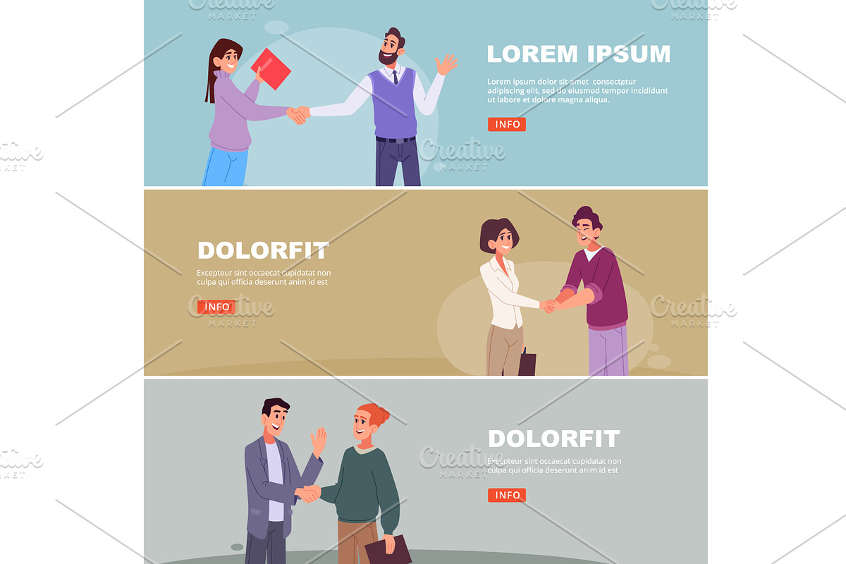 Handshake people. horizontal banners, a Person Illustration by Onyx