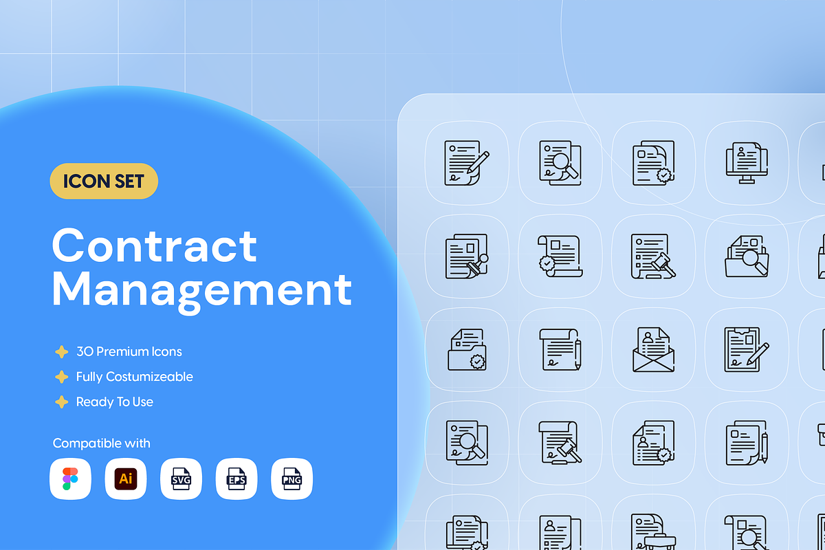 Contract Management Icon Set, an Outline Icon by Nathaya Studio (Photo 1 of 2)