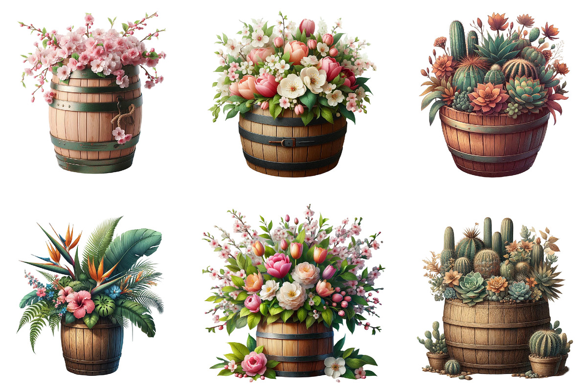 Floral Barrel Clipart - Copy, an Illustration by DreamArtGraphic (Photo 2 of 4)