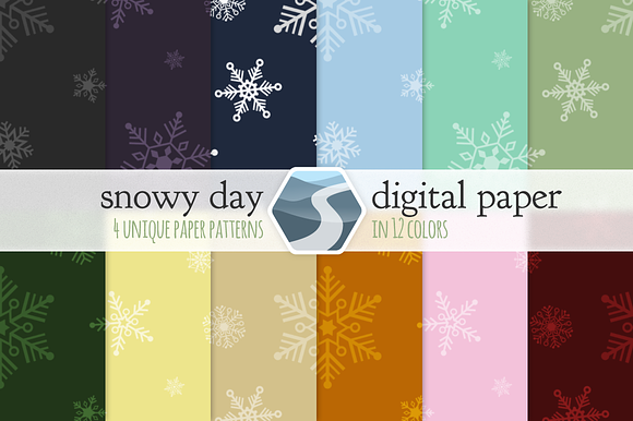 Snowy Day Digital Paper preview 5