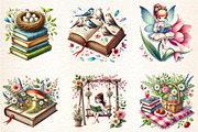 Spring Books Lover, a Seasonal Illustration by DreamArtGraphic (Thumbnail 5 of 5)