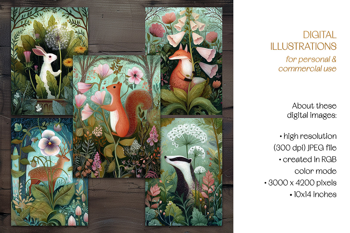 Forest Flower Animals Postcards, an Animal Illustration by The Dutch Lady Designs (Photo 6 of 7)