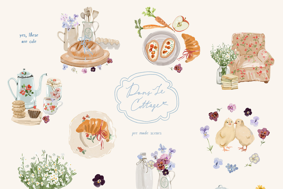 Cottagecore Clipart Frames Posters, a Decorative Illustration by whiteheartdesign (Photo 8 of 21)