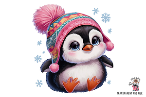 Adorable Winter Penguin PNG Clipart