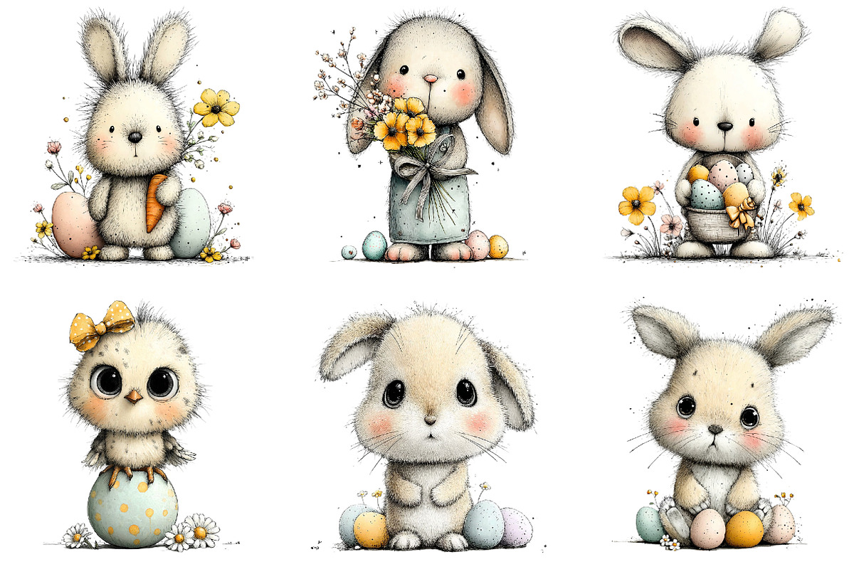 Whimsical Happy Easter Clipart, an Illustration by Sublimation Artist (Photo 4 of 7)