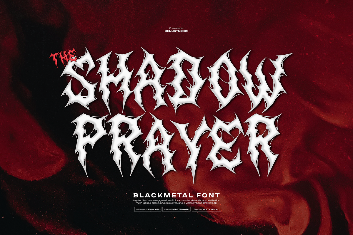 Shadow Prayer | Black Metal Font, a Blackletter Font by Denustudios (Photo 1 of 12)