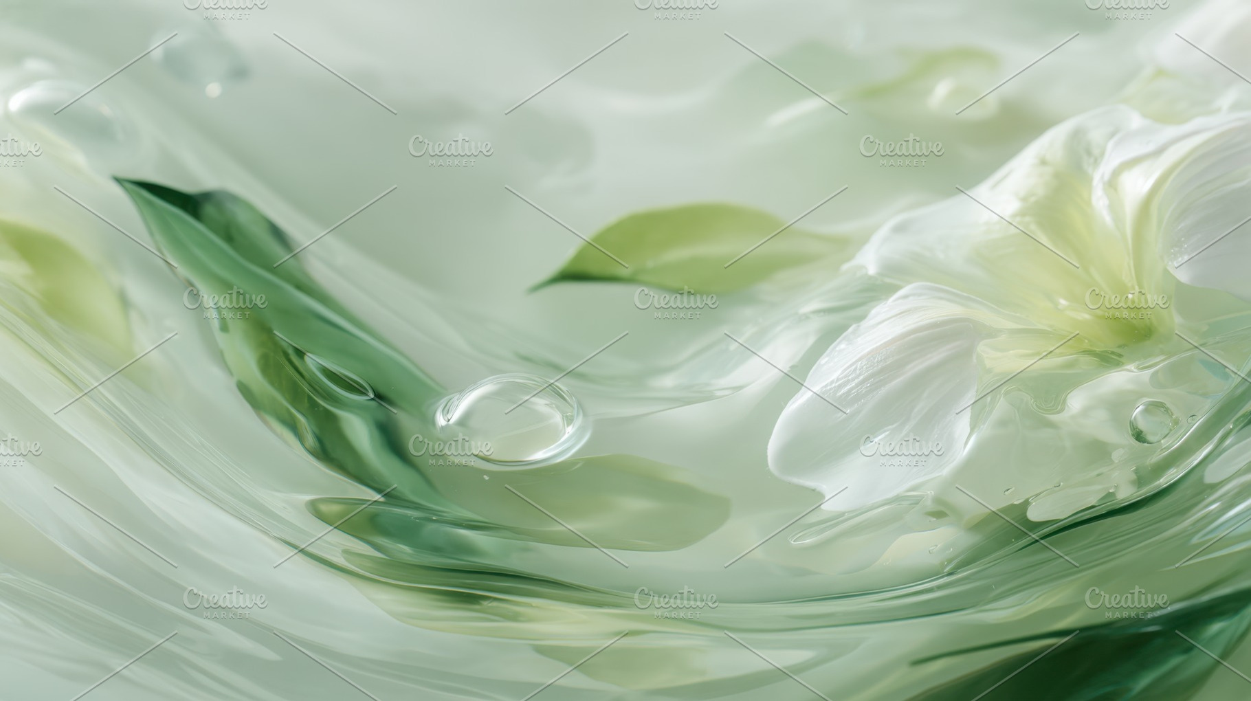 Flowing water with delicate flowers, a Photo by Beautiful things