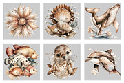 Watercolor Ocean Animals Clipart, an Illustration by Black Bird Studio (Thumbnail 3 of 5)