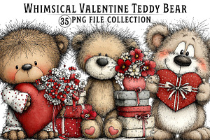 Whimsical Valentine Teddy Bear Clipa, an Illustration by Dream Creation
