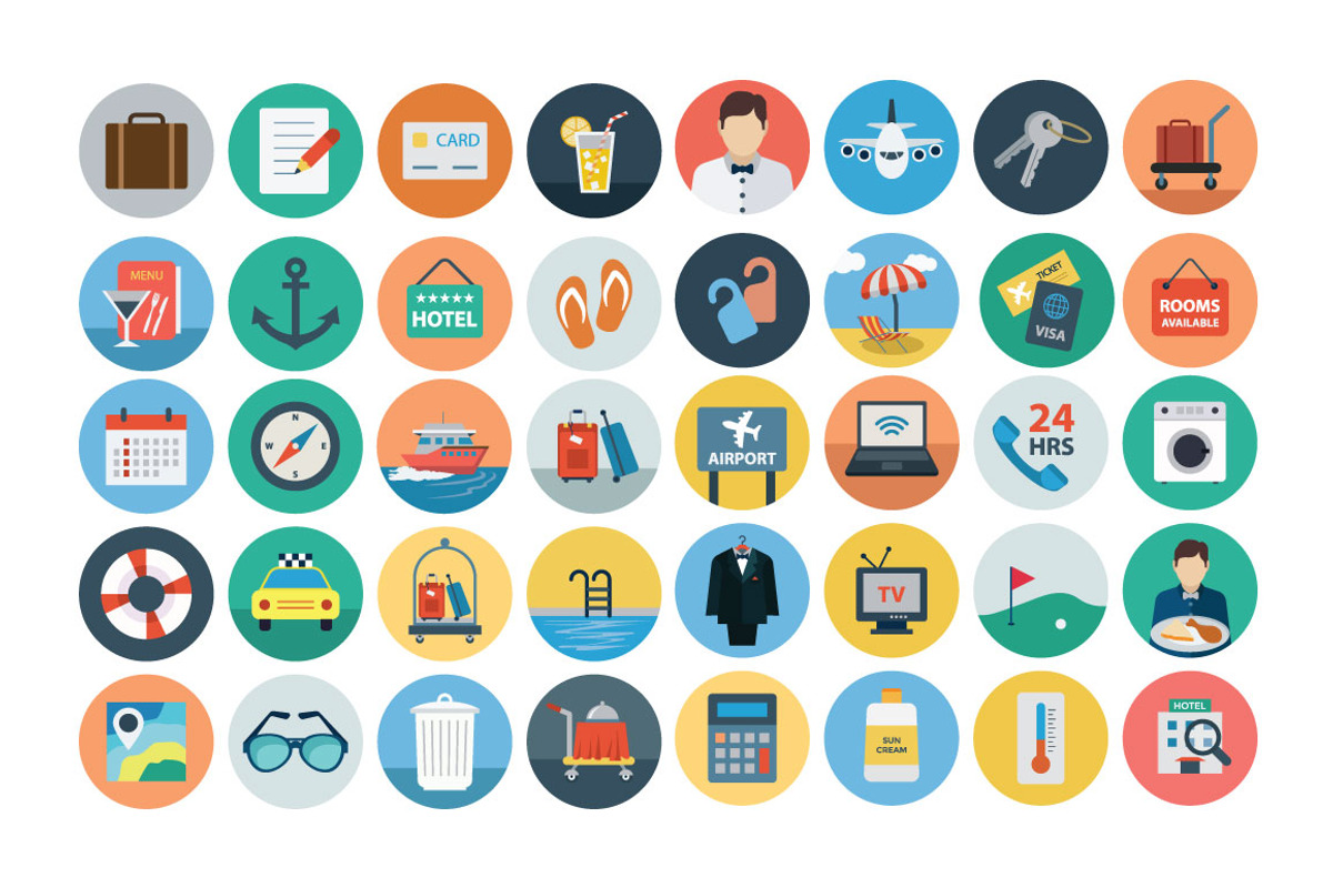 125+ Flat Hotel Icons preview 2