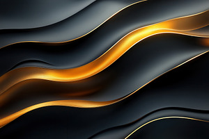 Textured black and gold waves create, a Photo by Tanuart