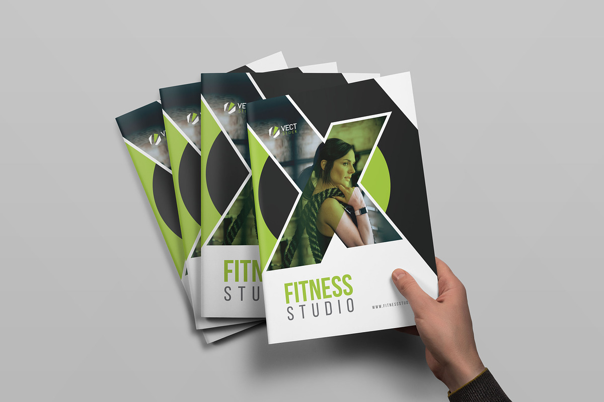 Gym Fitness Studio Bifold Brochure, a Brochure Template by VectStock (Photo 7 of 7)