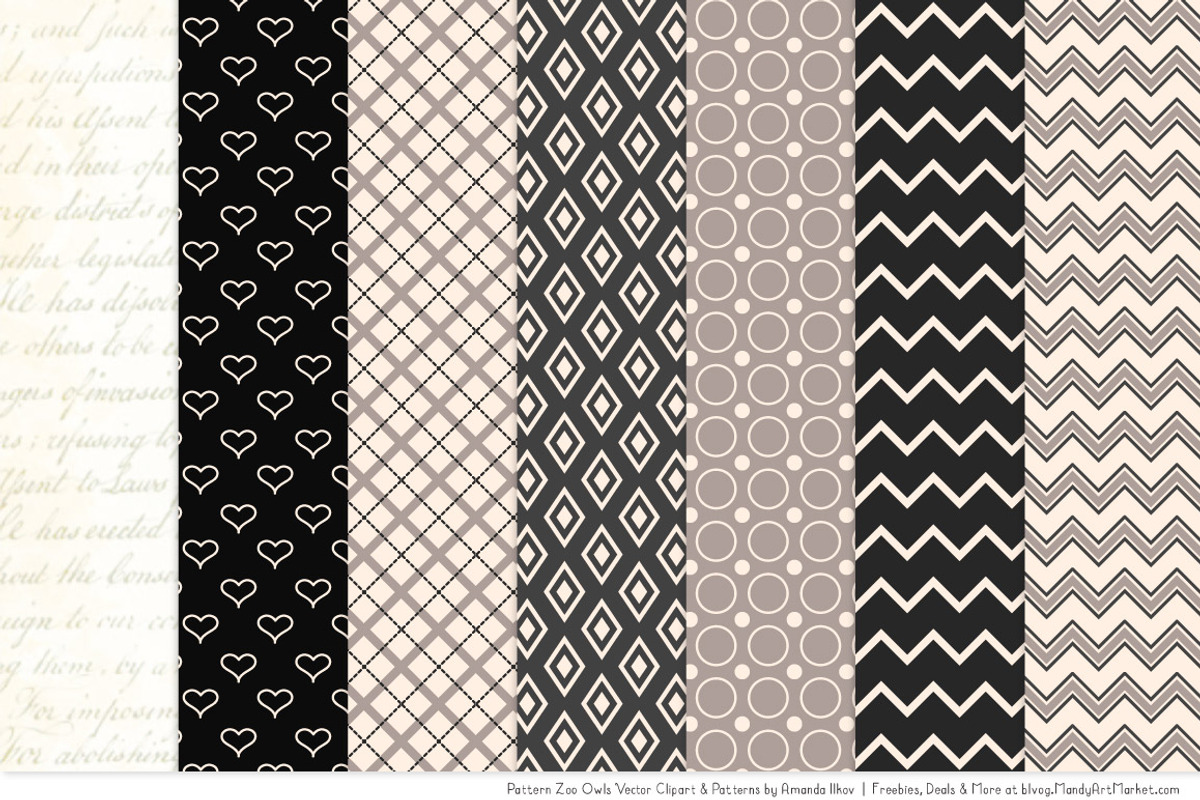 Owls Clipart & Patterns in Black, an Animal Illustration by Amanda Ilkov (Photo 4 of 4)