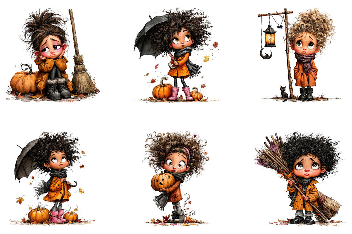 Whimsical Halloween Girl Clipart, a Seasonal Illustration by CreationArt (Photo 4 of 5)