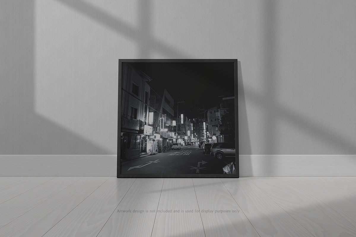 1x1 Square Frame Mockup on Floor, a Household Mockup by Lelu Art Design (Photo 5 of 11)