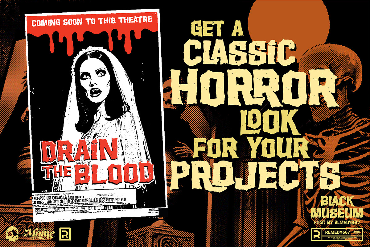 Black Museum - Retro Horror Font, a Sans Serif Font by Remedy667 (Photo 3 of 6)