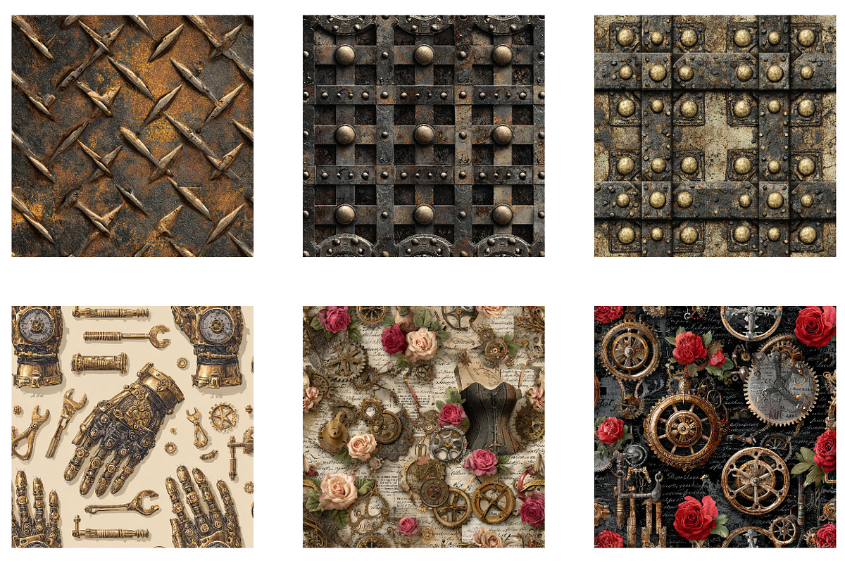 Steampunk Digital Papers, a Pattern Graphic by CreationArt (Photo 6 of 7)