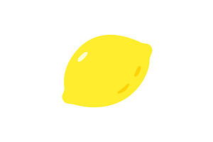Whole yellow lemon in simple flat, a Food Illustration by GraphiShop