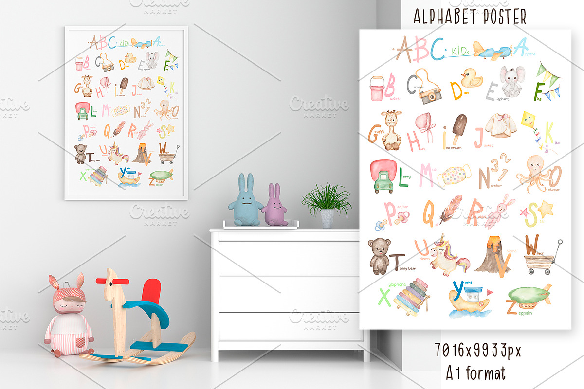 Watercolor Kids Toys & Clothes, an Object Illustration by MayaNavits (Photo 7 of 17)
