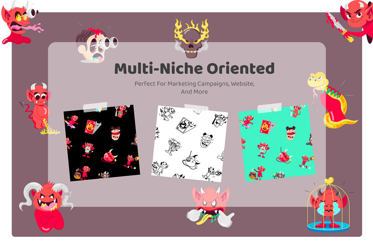 Devil Cartoon Stickers Set, an Emoji Icon by Vectors Market (Photo 4 of 6)