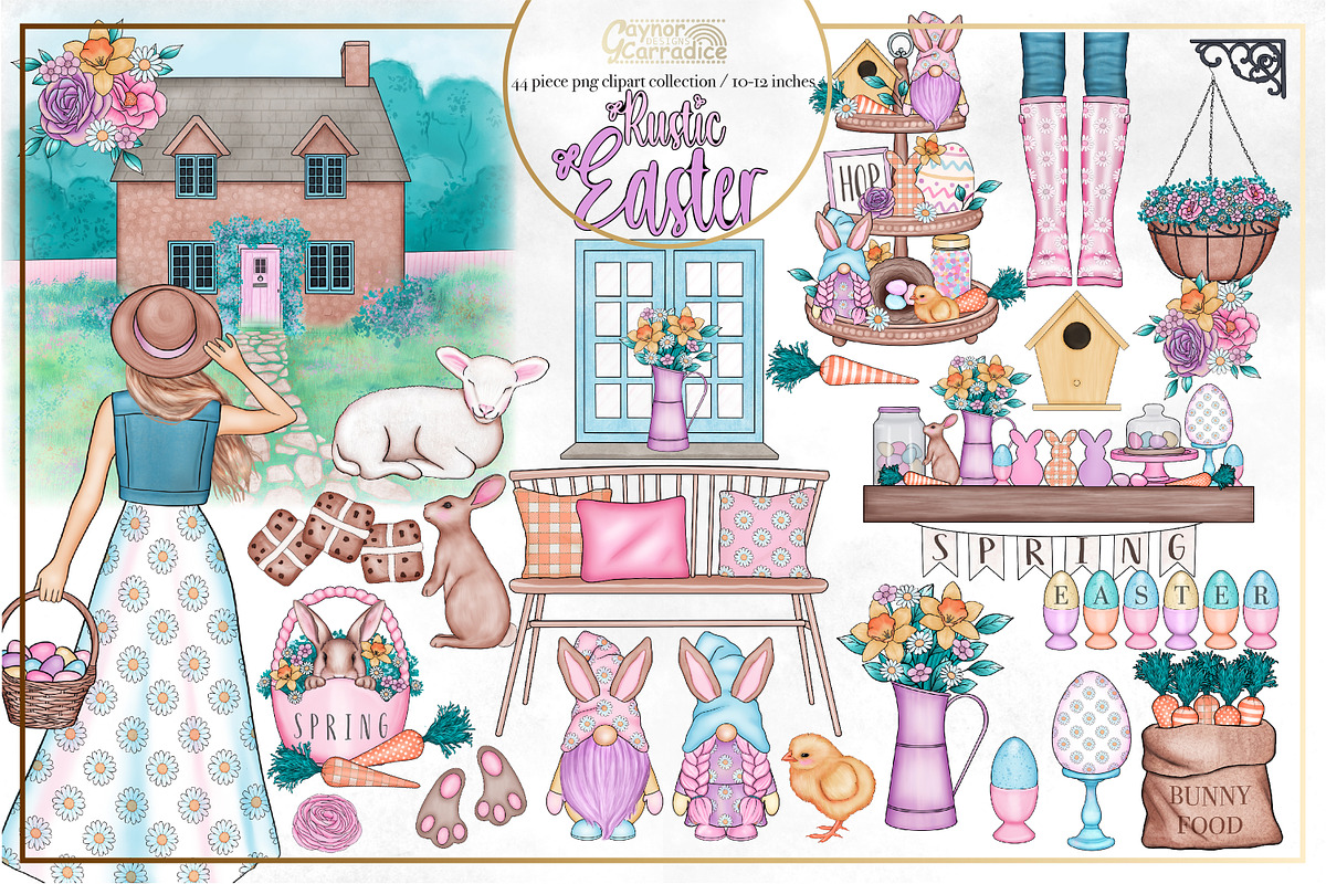 Rustic Easter- easter clipart set, an Illustration by Gaynor Carradice Designs (Photo 1 of 3)