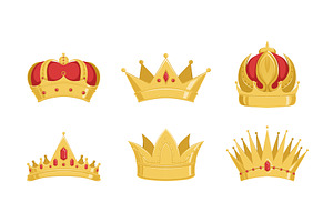 Golden Crowns Collection, Royal, an Object Illustration by TopVectors