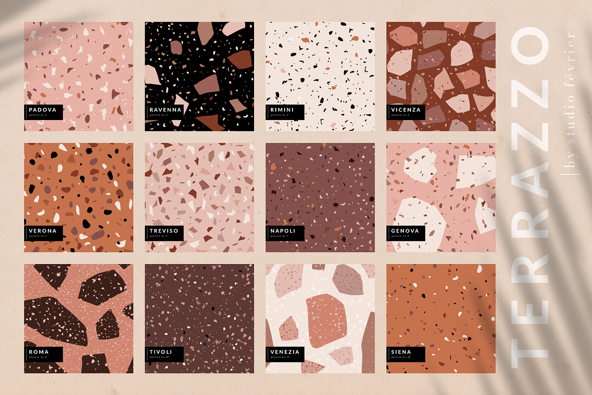 Terrazzo | 12 Seamless Patterns Set, a Pattern Graphic by Studio Fevrier (Photo 1 of 8)