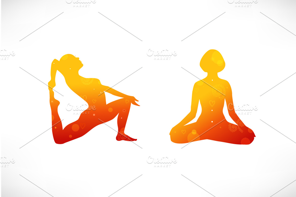 Vector set with girls in yoga poses, a Decorative Illustration by Silmen (Photo 3 of 4)