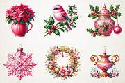 Pink Chinoiseries Christmas Clipart, an Illustration by RobertsArt (Thumbnail 6 of 7)