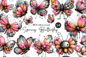 Whimsical spring Butterfly Clipart, an Illustration by CreationArt