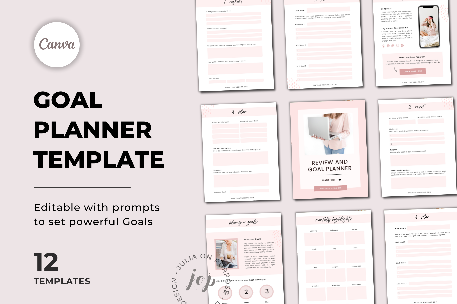 Goal Planner Workbook Canva Template, a Magazine Template by Julia On ...