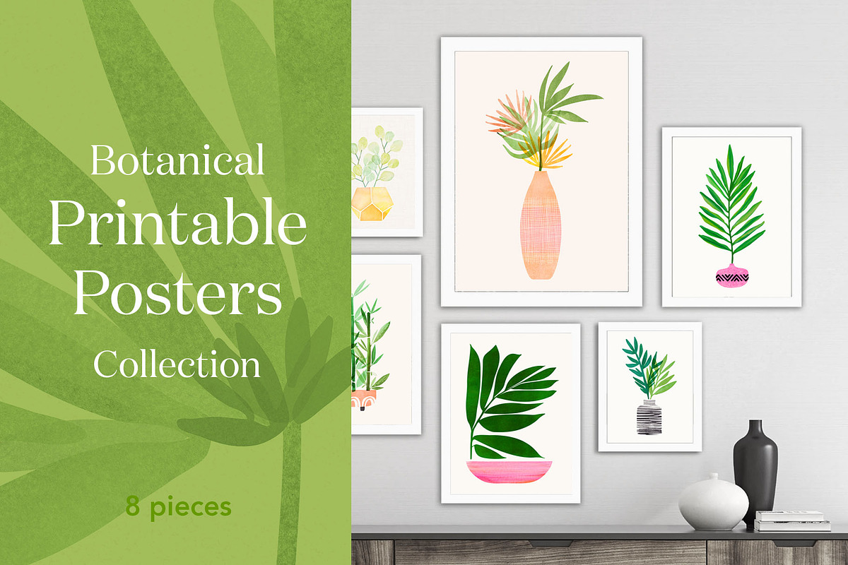 Tropical Botanical Art Wall Set, a Decorative Illustration by kristiangallagher (Photo 1 of 3)