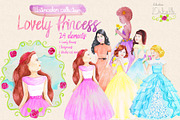 Lovely Princess watercolor clipart, an Illustration by Studio Debelle (Thumbnail 1 of 5)