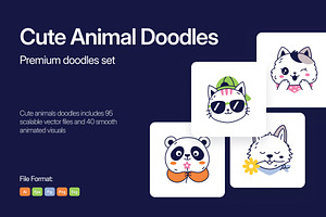 135 Cute Animal Hand-drawn Bundle, an Emoji Icon by Brickclay