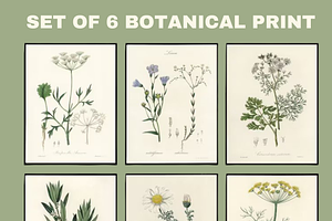 Set of 6 Botanical Print, Set of 6