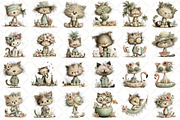 Whimsical Summer Cat Clipart, an Animal Illustration by Black Bird Studio (Thumbnail 2 of 6)