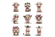 Cute Animals with Bow Clipart, an Animal Illustration by Nicolle's Colorful Art (Thumbnail 5 of 5)
