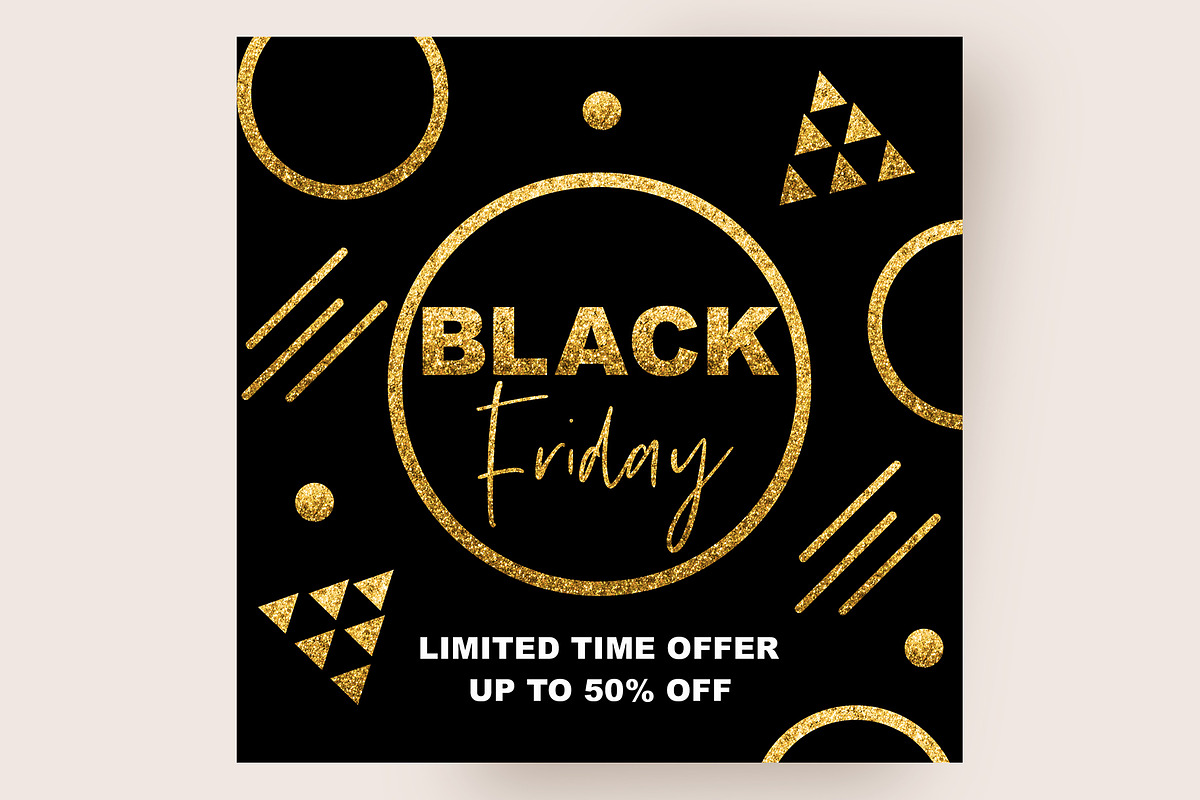 Black friday sale gold glitter text, a Marketing Template by Love Giftery (Photo 1 of 2)