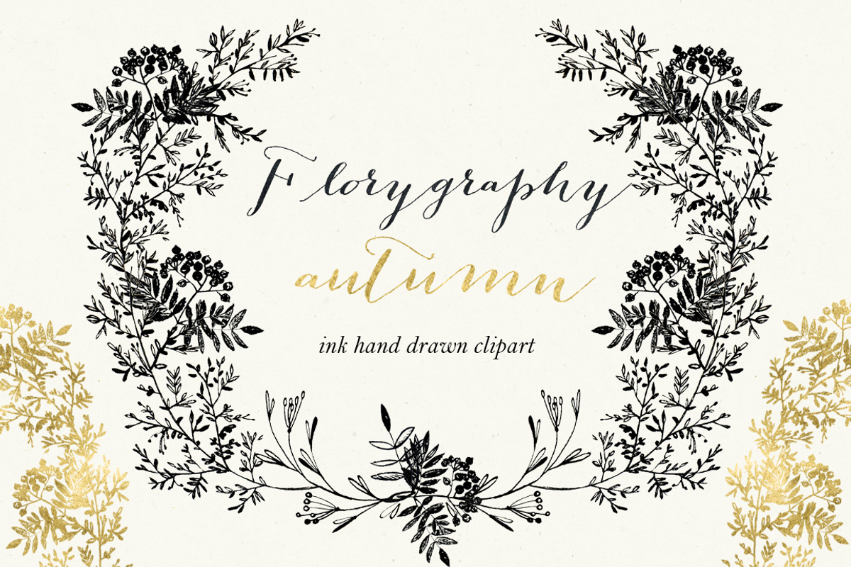 Florygraphy. Autumn. Ink clipart, an Illustration by LABFcreations (Photo 1 of 4)