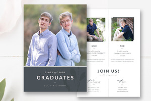 Twins Graduation Announcement PSD